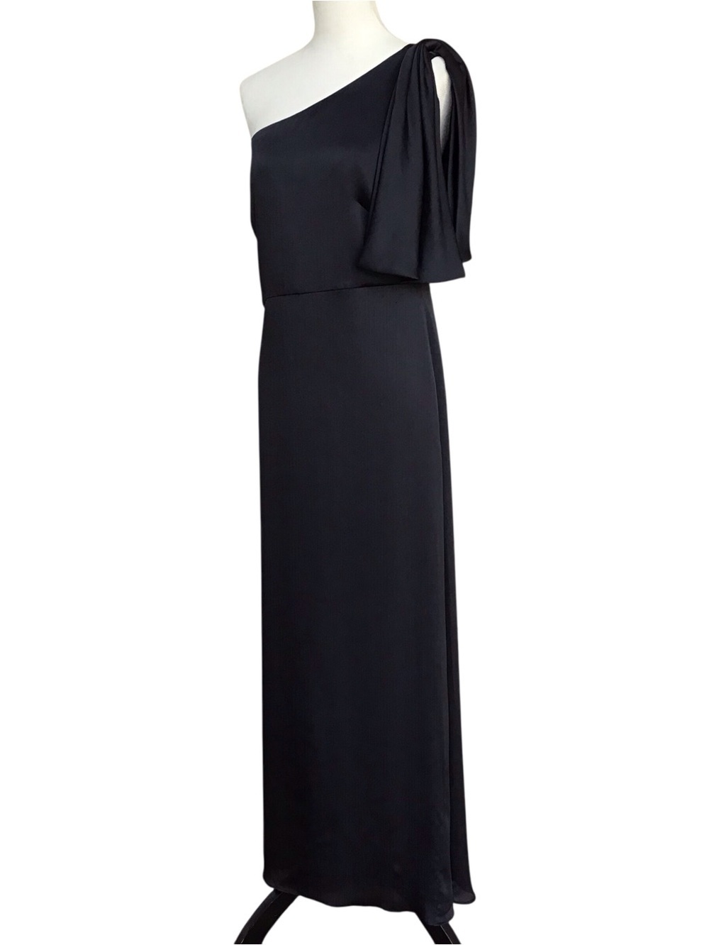 Sachin Babi Chelsea Black One-Shoulder Evening Gown with Draped Bow - Picture 7 of 10